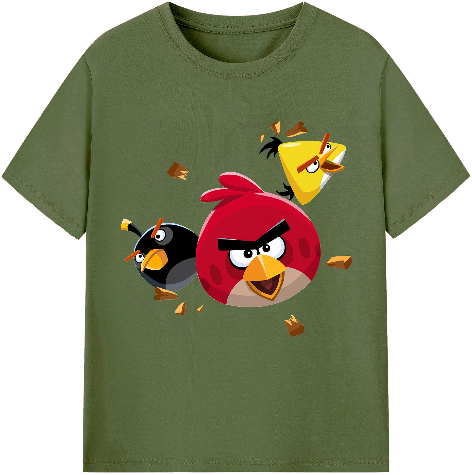 （画像用） Angry Birds アングリーバード 綿100％半袖Tシャツ（フロントプリント）